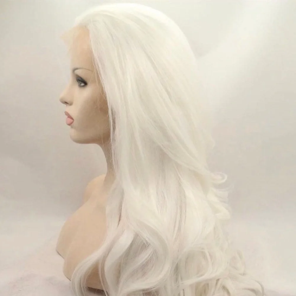 ✨24” PLATINUM BLONDE BODY WAVY LACE FRONT WIG *NEW